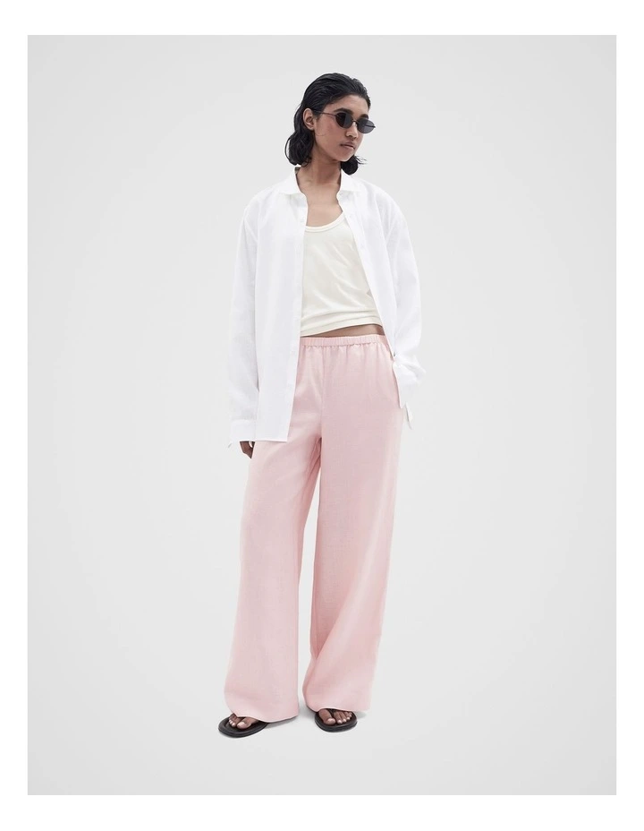 Essential Linen Wide Leg Pant in Pink image 1