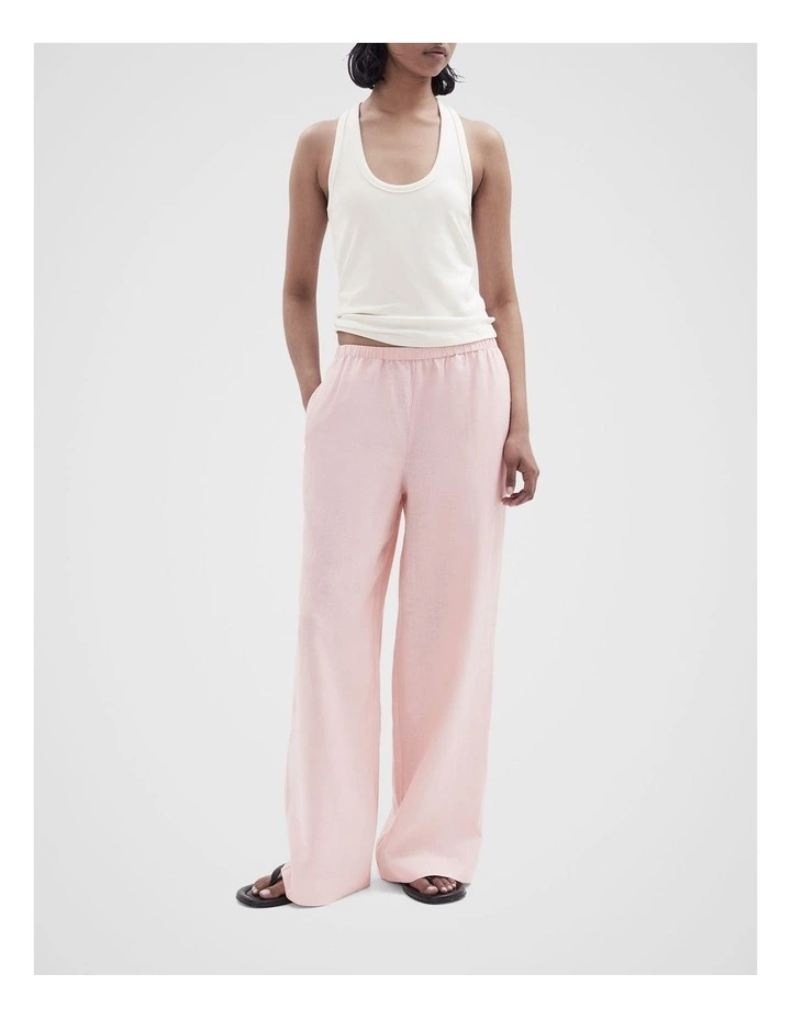 Essential Linen Wide Leg Pant in Pink image 2