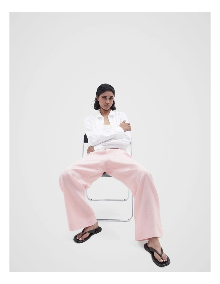 Essential Linen Wide Leg Pant in Pink image 3
