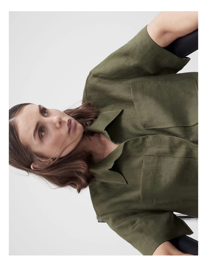 Collared Linen Utility Shirt image 3