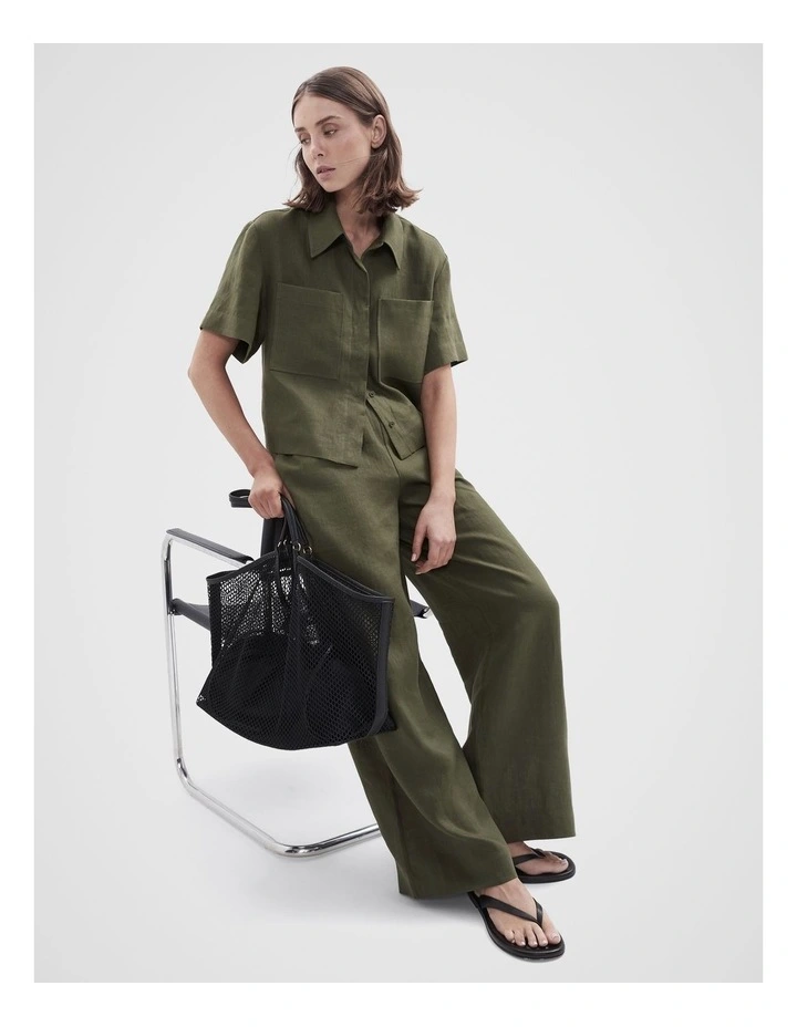 Collared Linen Utility Shirt image 4
