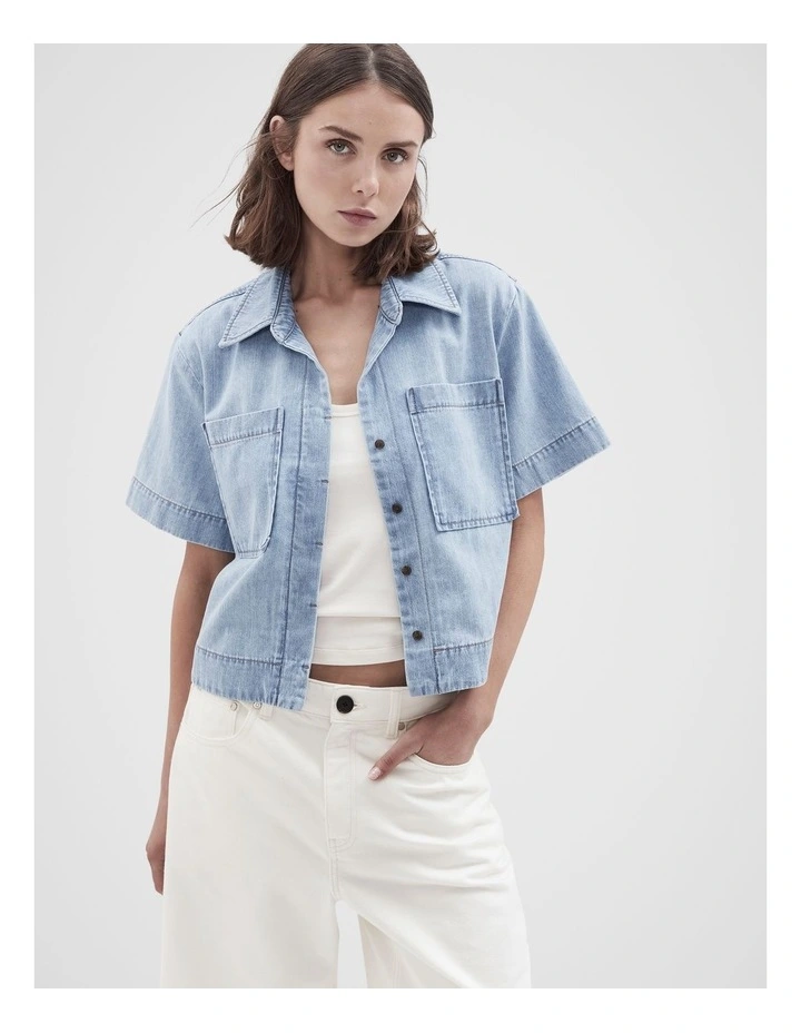Collared Denim Utility Shirt image 1