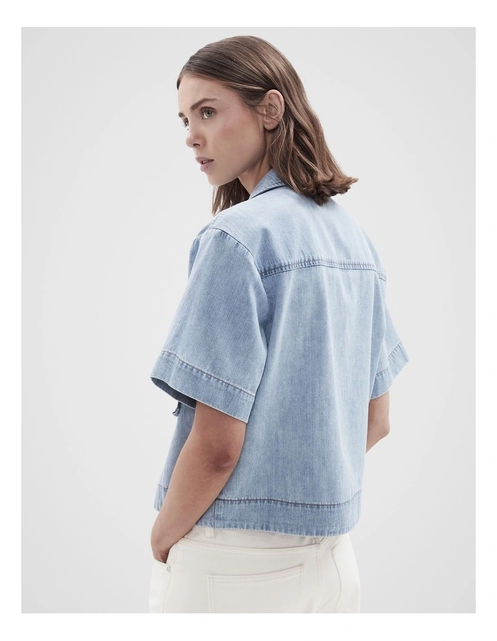 Collared Denim Utility Shirt image 2