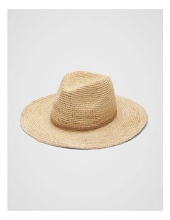 Raffia Fedora in Beige
