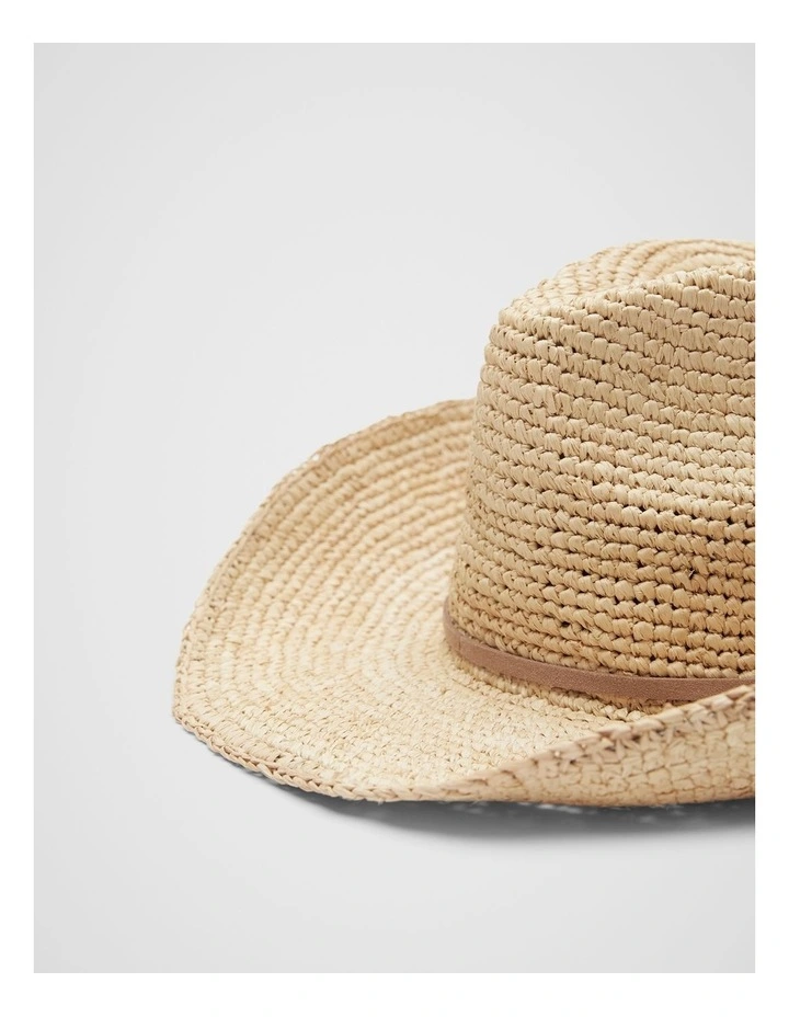 Raffia Fedora in Beige image 2