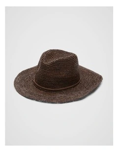 Raffia Fedora in Brown