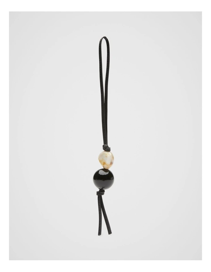 Double Bead Keyring in Black image 1