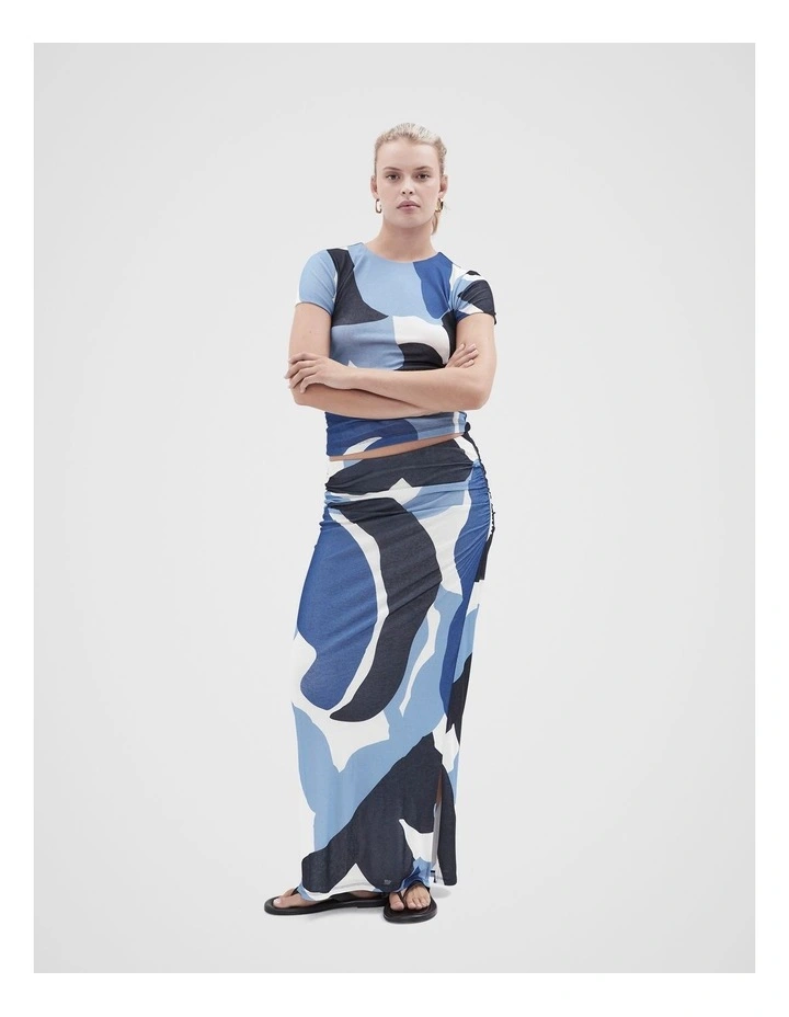 Ruched Mesh Skirt in Multi image 5