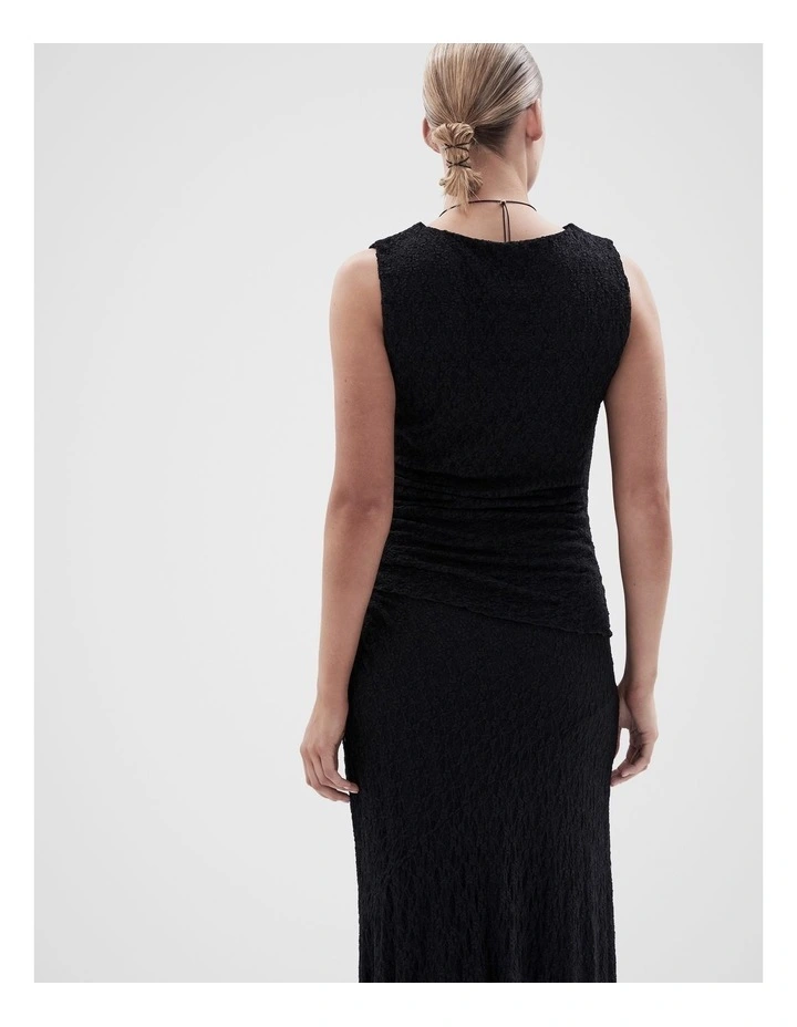 Sleeveless Lace Ruched Top in Black image 2