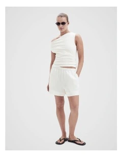 Draped Off Shoulder Top in White