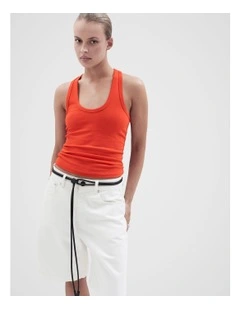 Aus Cotton Scoop Neck Tank in Red