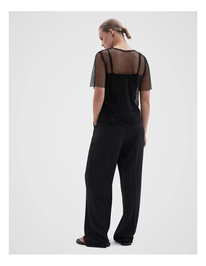 Metallic Mesh Tee in Black image 2