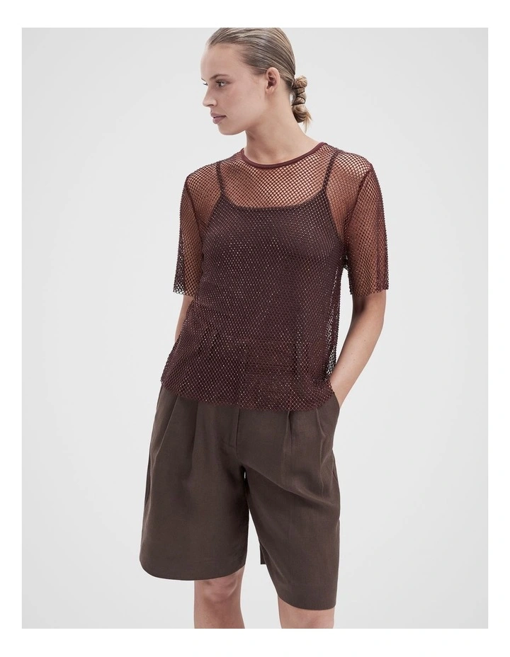Metallic Mesh Tee in Red image 1