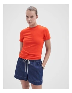 Aus Cotton Fitted Tee in Red