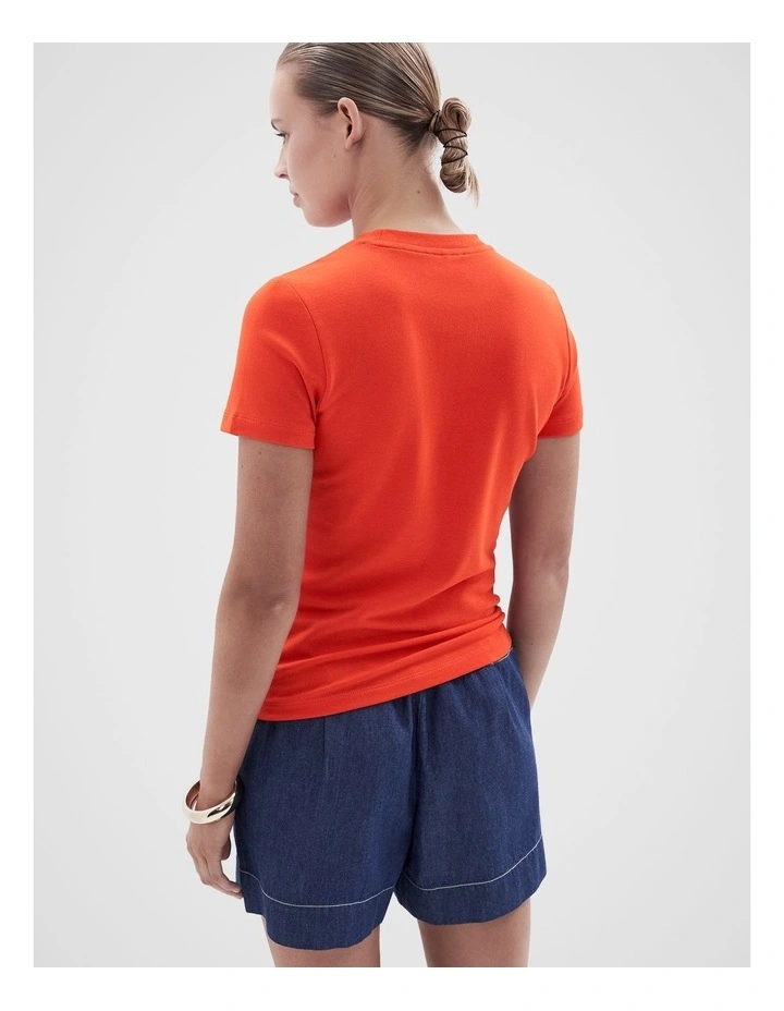 Aus Cotton Fitted Tee in Red image 2