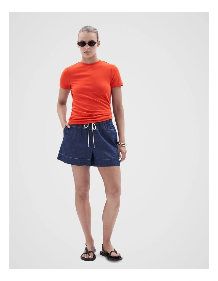 Aus Cotton Fitted Tee in Red image 4