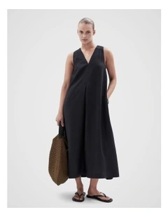 Linen V Neck Maxi Dress