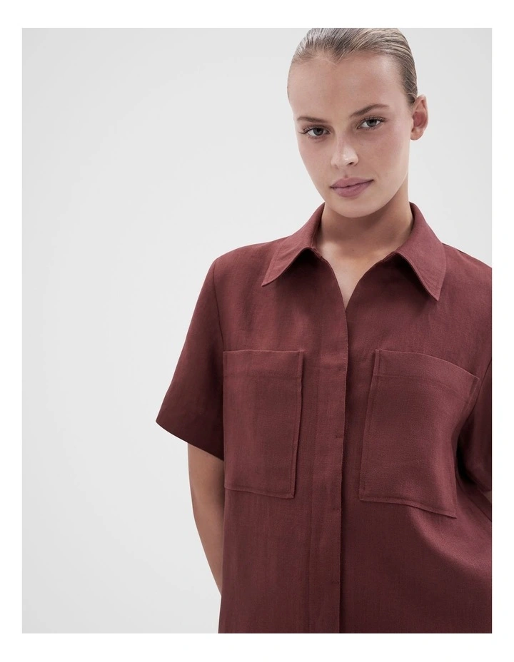 Collared Linen Utility Dress image 3