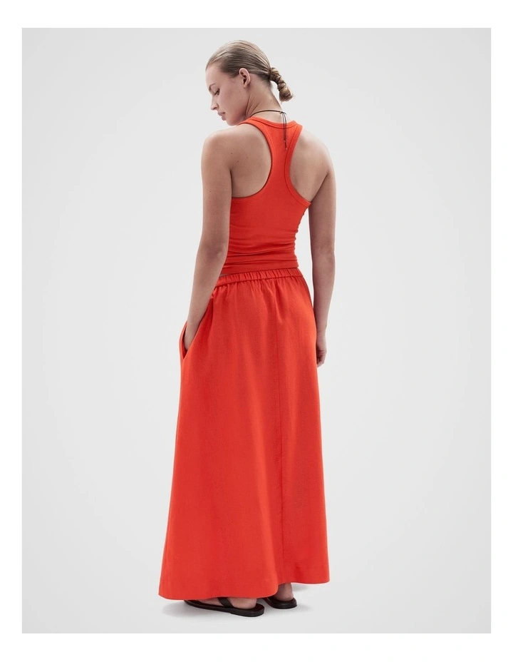Linen Full Skirt in Red image 2