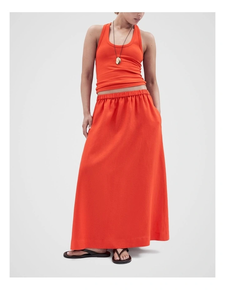 Linen Full Skirt in Red image 3