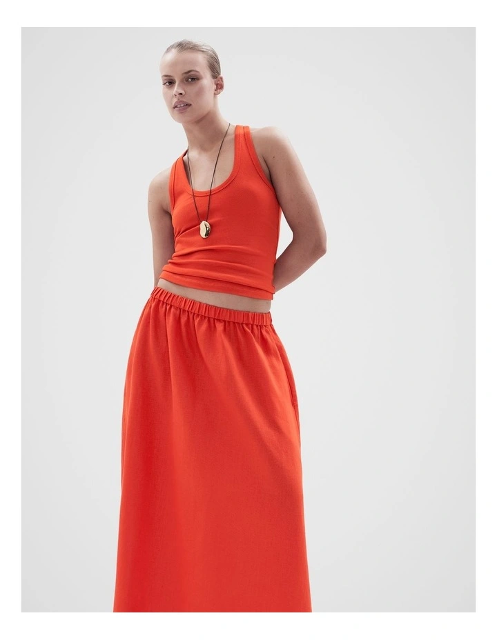 Linen Full Skirt in Red image 4