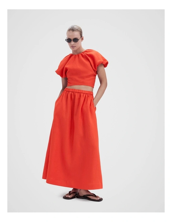 Linen Full Skirt in Red image 5