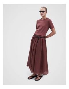Ramie Full Skirt in Burgundy