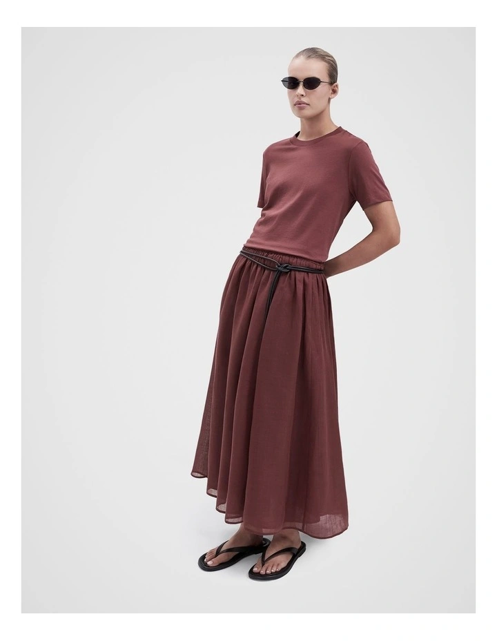 Ramie Full Skirt in Burgundy image 1