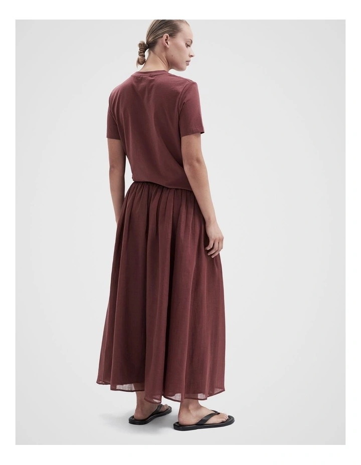 Ramie Full Skirt in Burgundy image 2