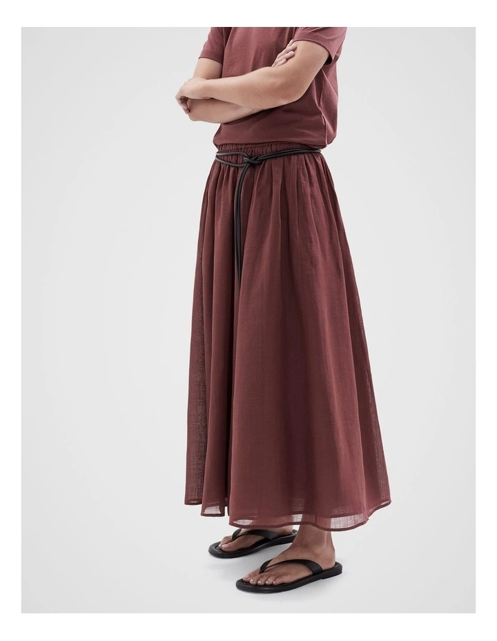 Ramie Full Skirt in Burgundy image 3