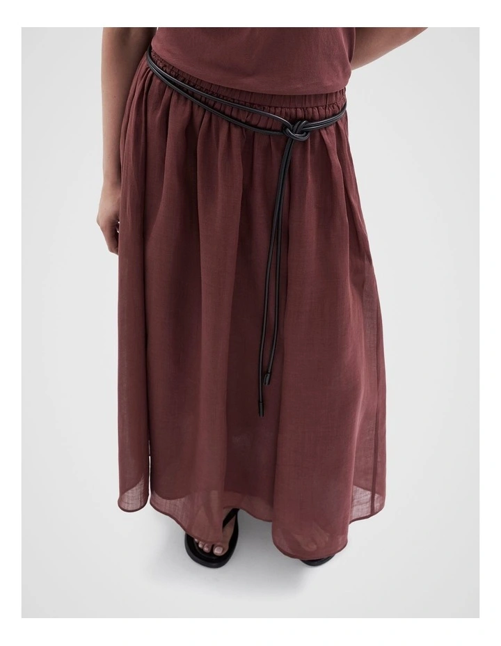 Ramie Full Skirt in Burgundy image 4