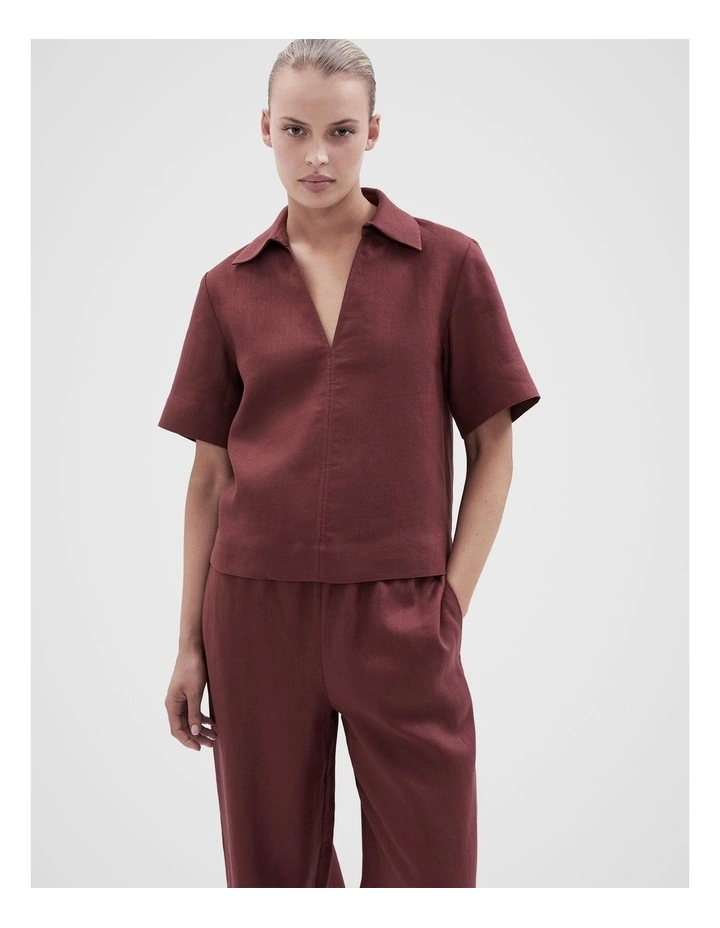 Collared Linen Top image 1