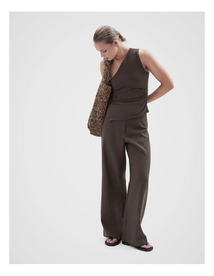 Aus Cotton One Shoulder Top in Brown image 4