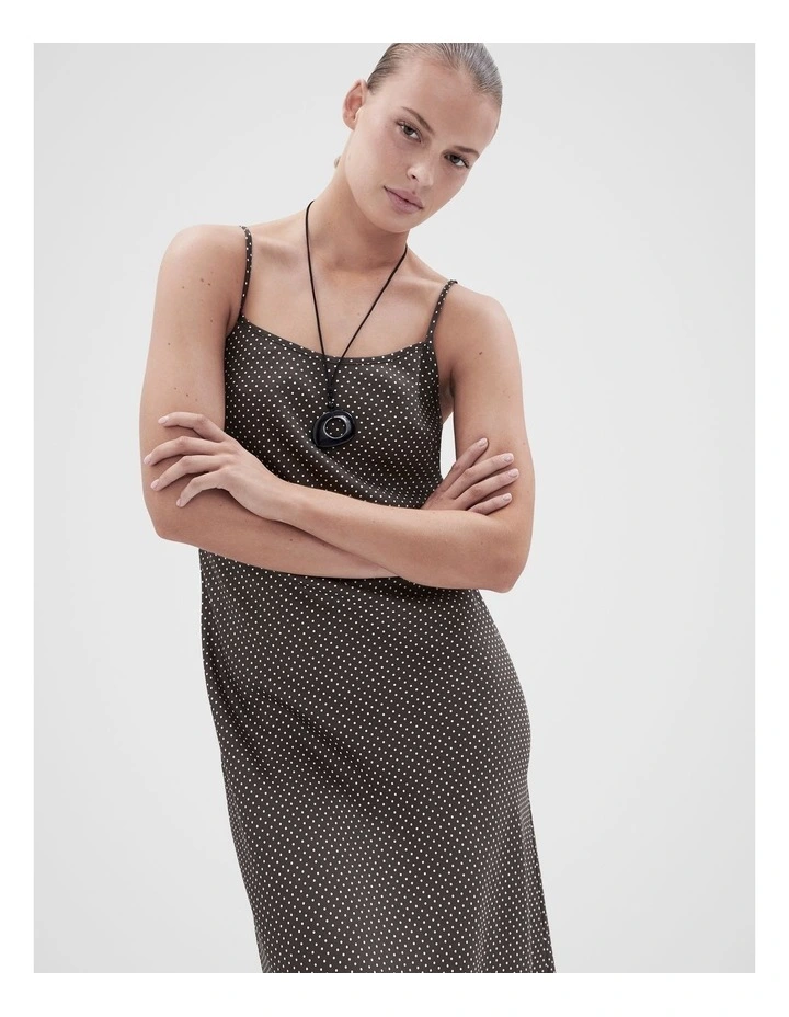 Spot Slip Dress in Brown image 3