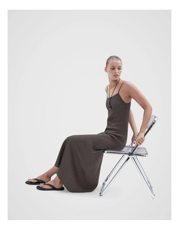Spot Slip Dress in Brown image 4