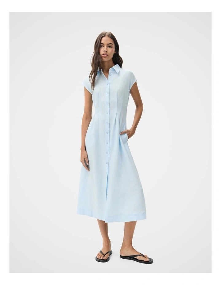 Collared Linen Midi Dress image 1