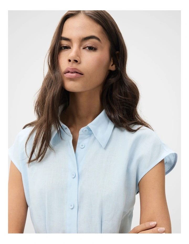 Collared Linen Midi Dress image 3