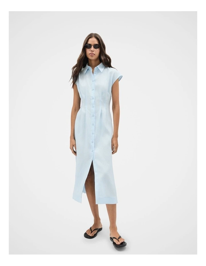 Collared Linen Midi Dress image 4