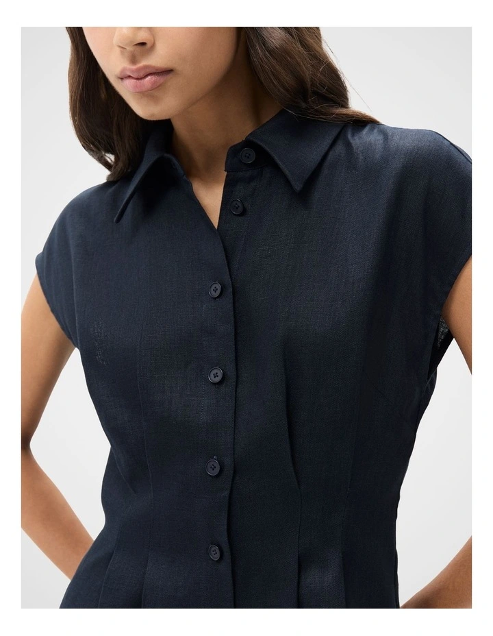 Collared Linen Midi Dress image 3