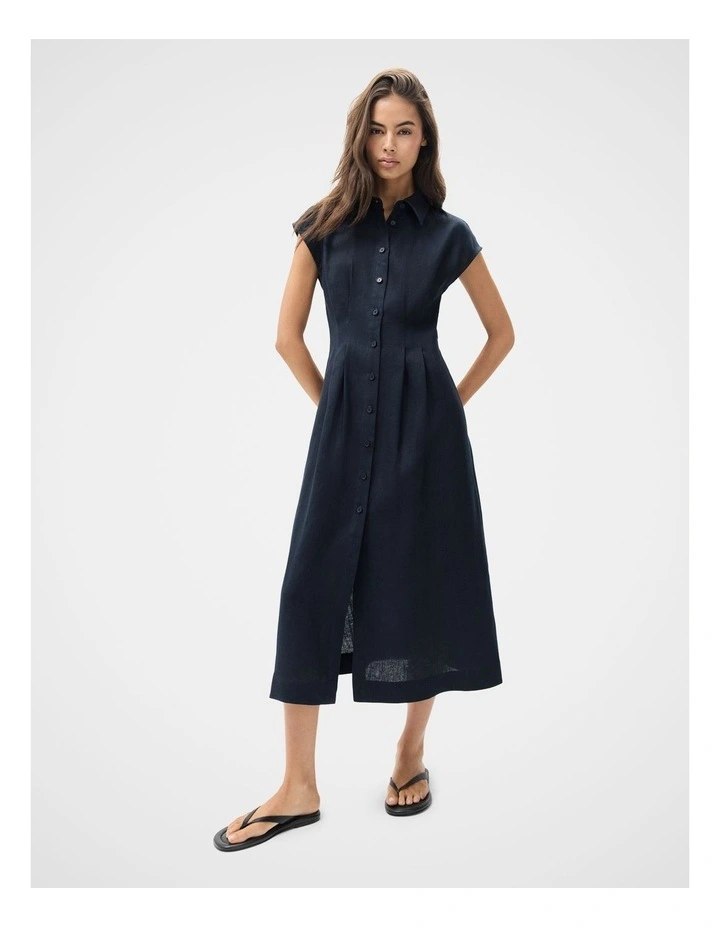 Collared Linen Midi Dress image 4