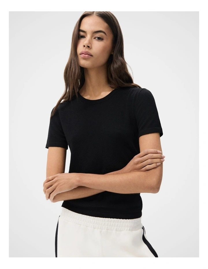Fine Knit Tee in Black image 1