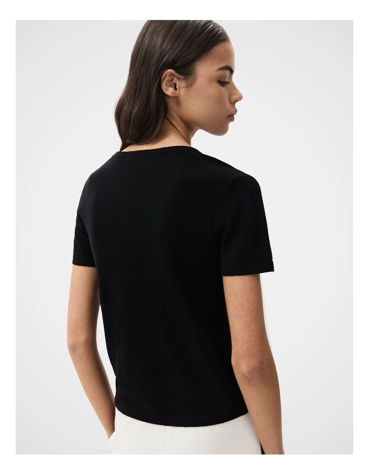 Fine Knit Tee in Black image 2