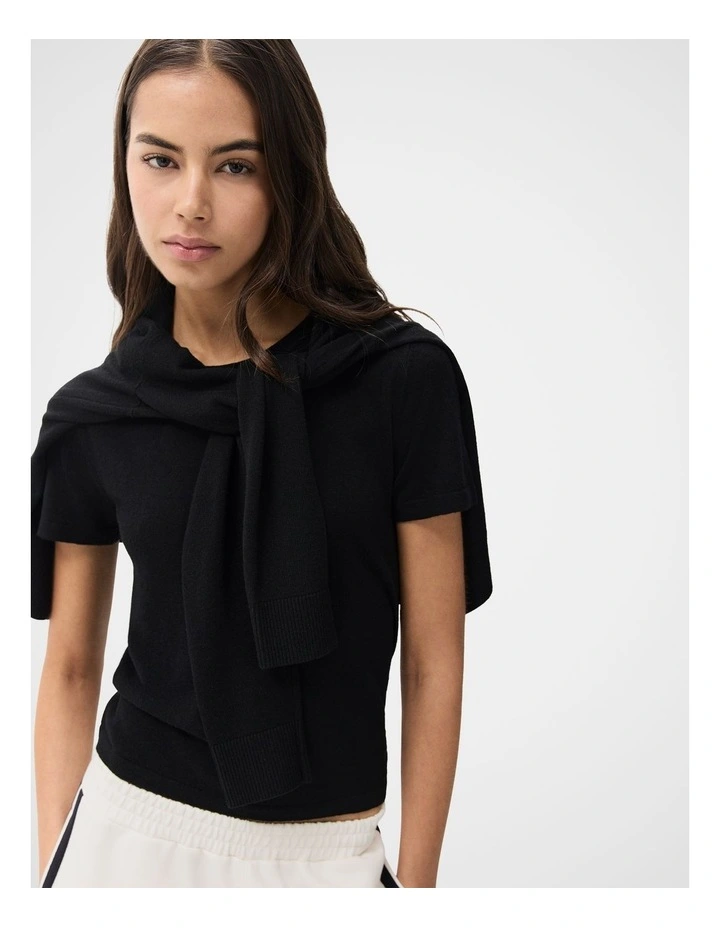 Fine Knit Tee in Black image 3