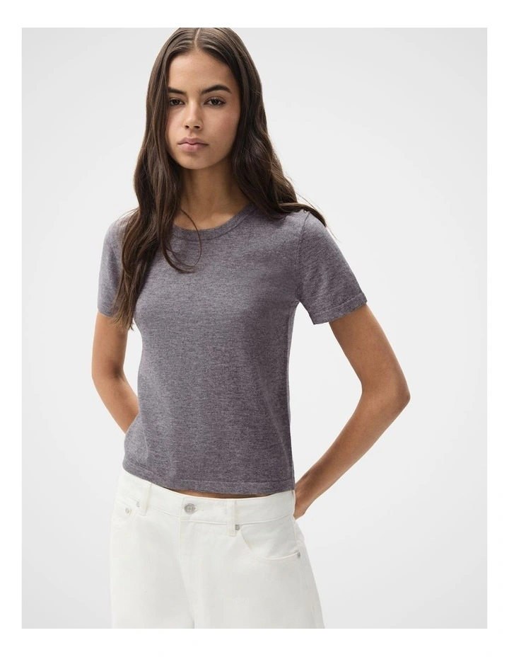 Fine Knit Tee in Grey image 1