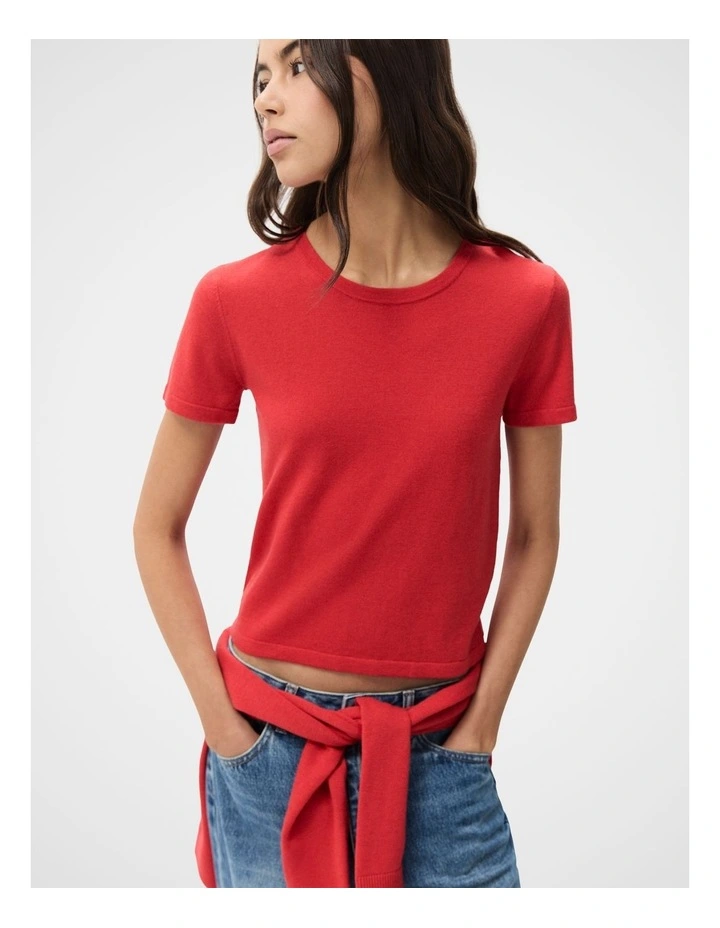 Fine Knit Tee in Red image 1