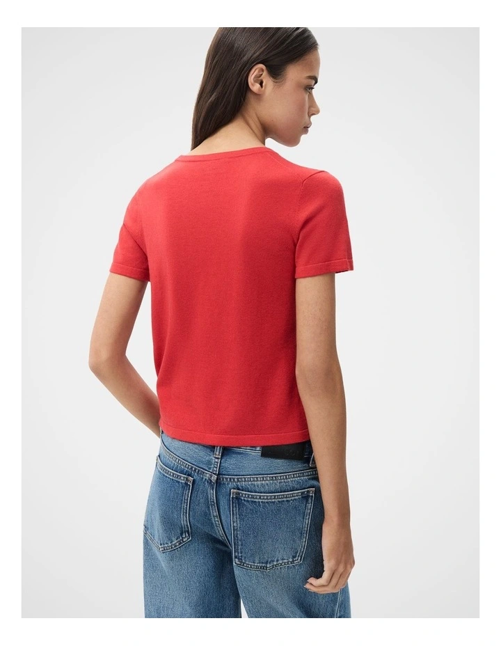 Fine Knit Tee in Red image 2