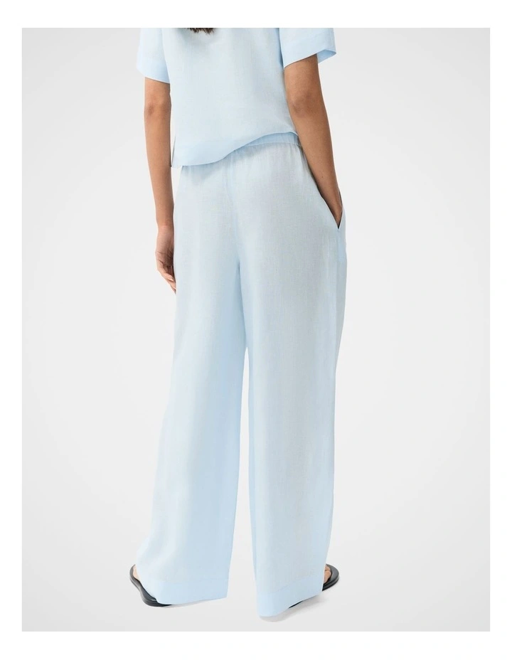 Essential Linen Wide Leg Pant in Blue image 2