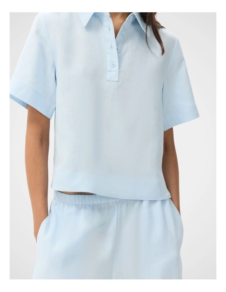 Essential Linen Wide Leg Pant in Blue image 3