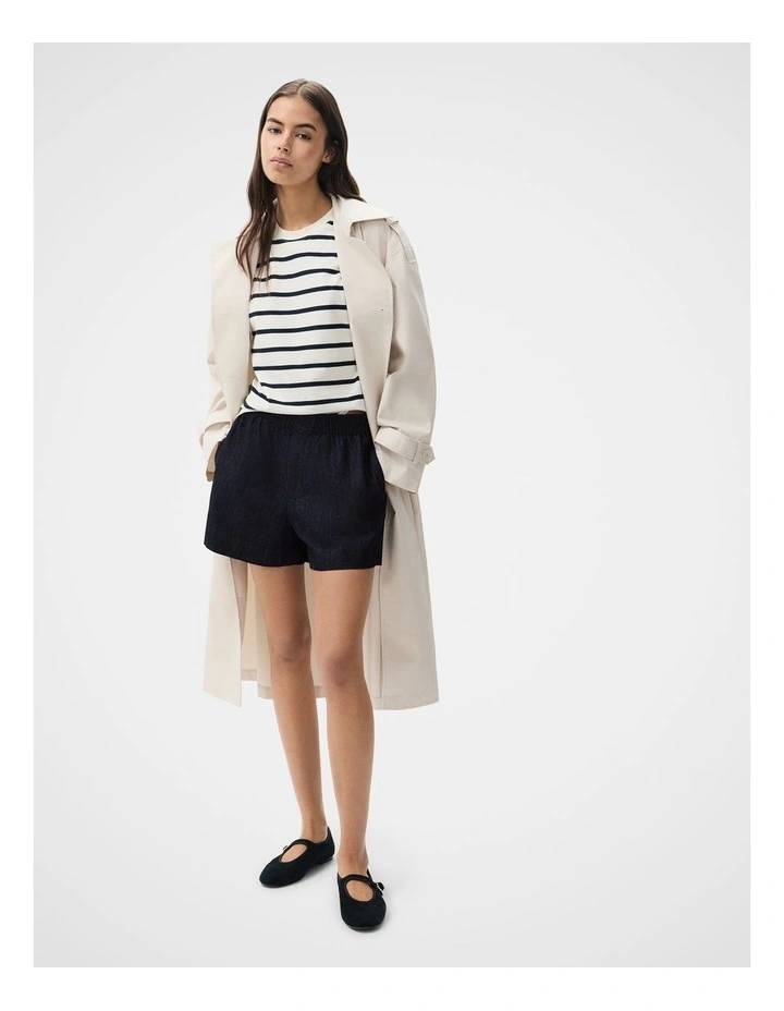 Denim Pull On Shorts in Blue image 1