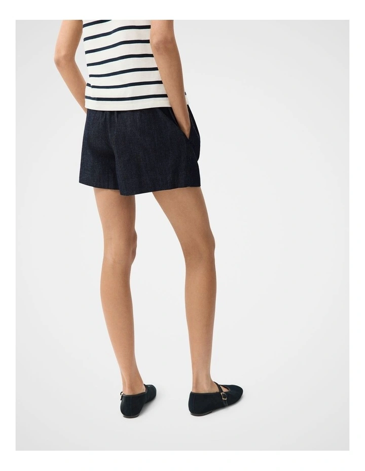 Denim Pull On Shorts in Blue image 2